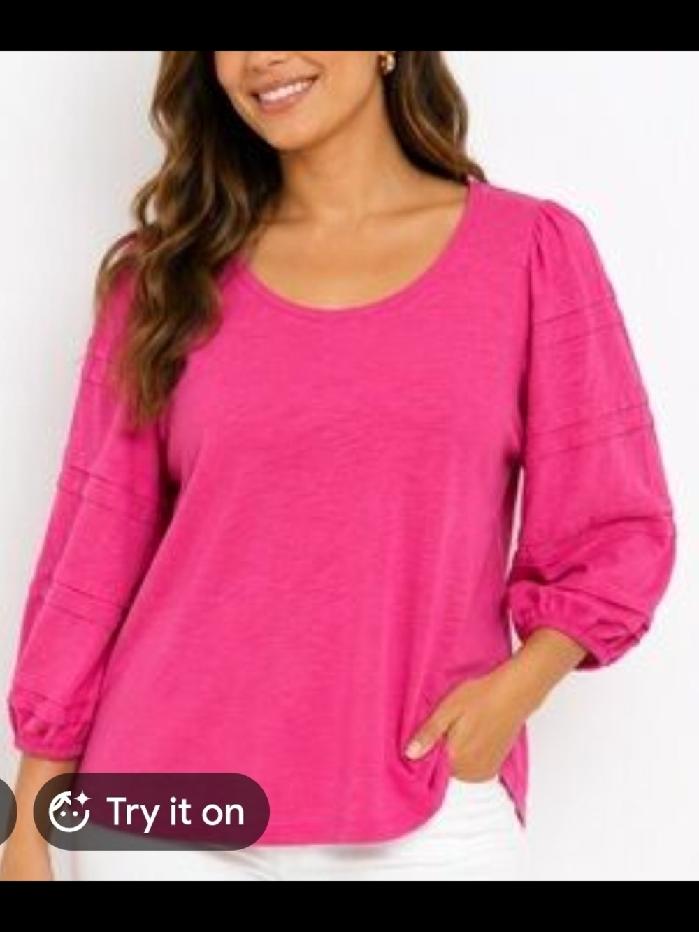 Chico's Linen Pink Scoop Neck Long Sleeve Top Size XL